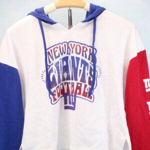 New York Giants Long Sleeve Distressed Print Pullover Crop Hoodie GIRLS  XS 0/1